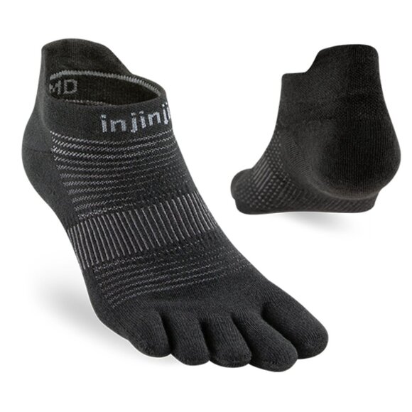 2-Pack Injinji Toe Socks Run Lightweight No‑Show Black L - Picture 2 of 10